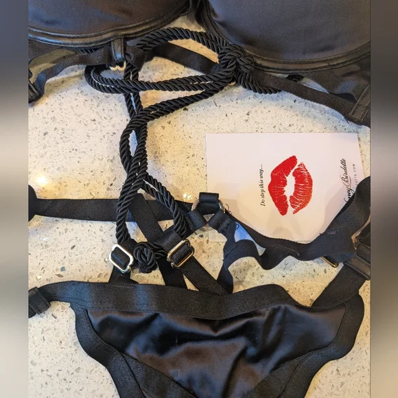 Rare Honey Birdette Shibari black playsuit L - Picture 4 of 10